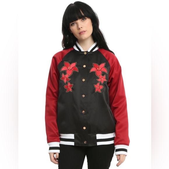 Disney Mulan Mushu Black & Red Satin Bomber Jacket Size Medium X - Picture 2 of 12